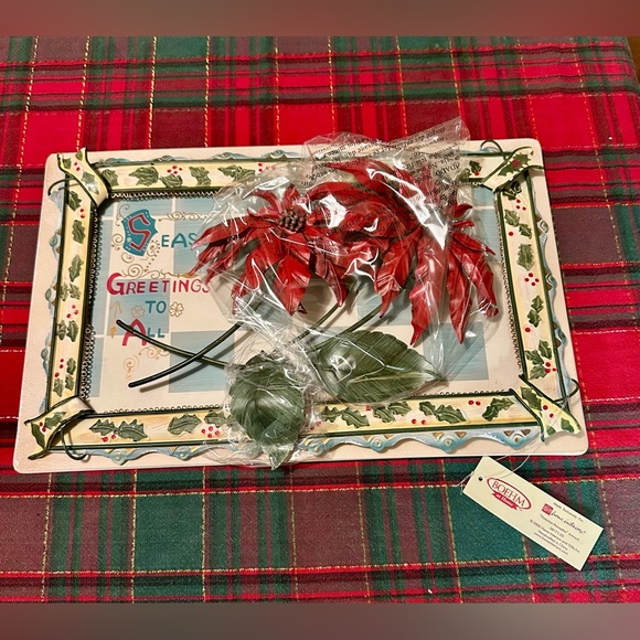 NWT Vintage 2005 Home Interiors Boehm Poinsettia Tin Wall Art - Picture 8 of 8